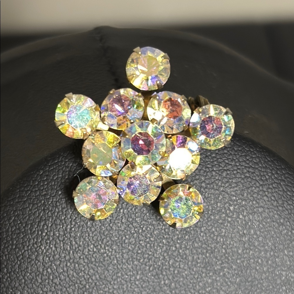 Weiss Aurora Borealis Multicolor Crystal Brooch Vintage